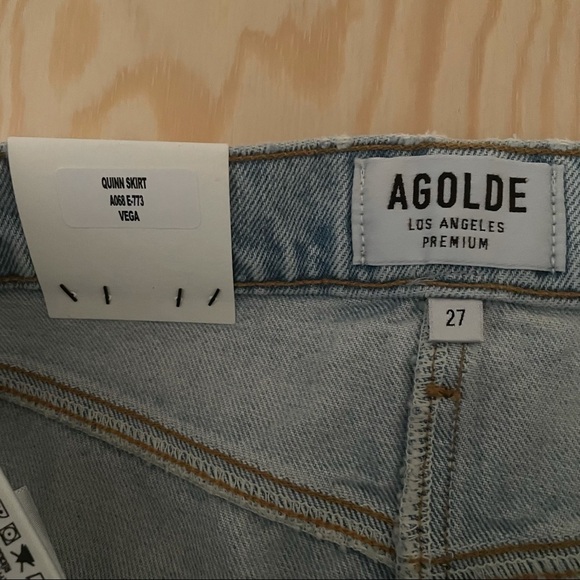 NWT AGOLDE Quinn High Rise Cutoff Denim Miniskirt 27 - Picture 11 of 16